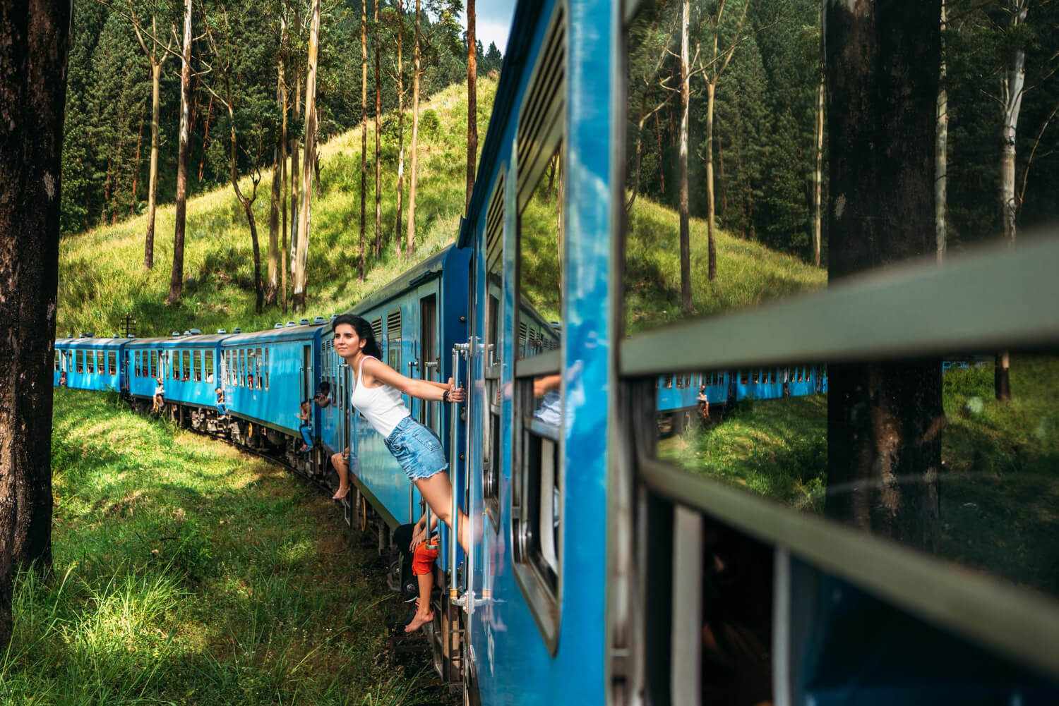 Scenic train through tea plantations